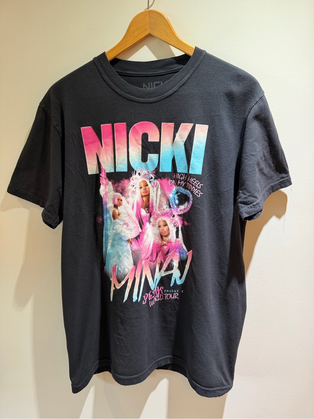 Nicki Minaj Black Graphic Tee - Pink & Blue Tour Design